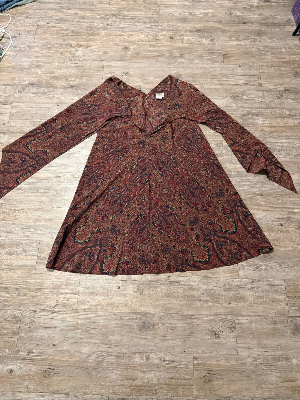 TravelSmith Paisley Convertable SarongTunic Dress/Skirt - Burgundy, Navy & Tan